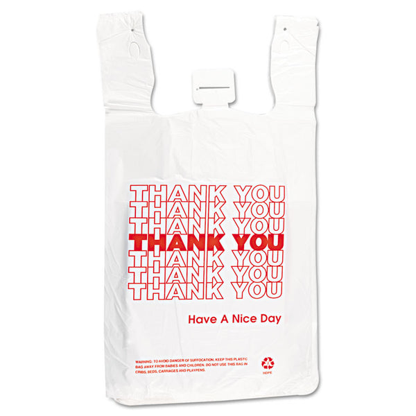 Inteplast Group HDPE T-Shirt Bags, 14 microns, 12" x 23", White, 500/Carton (IBSTHW2VAL)