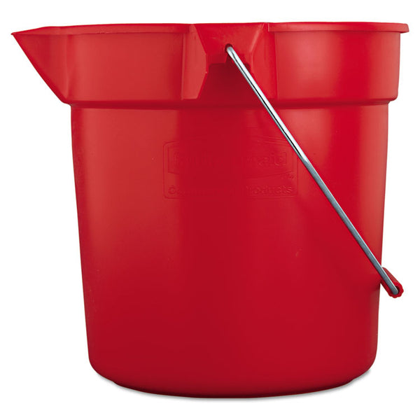 Rubbermaid® Commercial BRUTE Round Utility Pail, 10 qt, Plastic, Red, 10.5" dia (RCP2963RED)