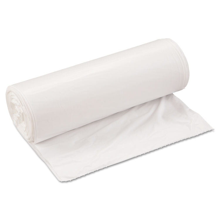 Inteplast Group Low-Density Commercial Can Liners, 33 gal, 0.8 mil, 33" x 39", White, 25 Bags/Roll, 6 Rolls/Carton (IBSSL3339XHW)