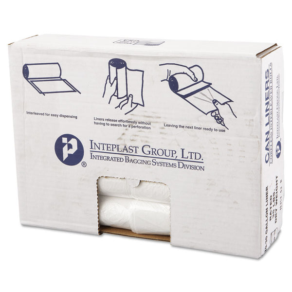 Inteplast Group High-Density Commercial Can Liners Value Pack, 30 gal, 11 microns, 30" x 36", Clear, 25 Bags/Roll, 20 Rolls/Carton (IBSVALH3037N13)