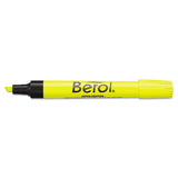 Berol 4009 Chisel Tip Highlighter, Fluorescent Yellow Ink, Chisel Tip, Yellow/Black Barrel, Dozen (SAN64324)