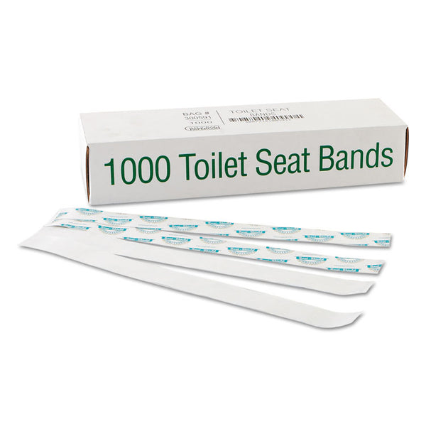 Bagcraft Sani/Shield Printed Toilet Seat Band, 16 x 1.5, Deep Blue/White, 1,000/Carton (BGC300591) Case of 1000