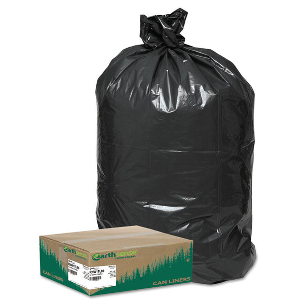 Linear Low Density Large Trash and Yard Bags, 33 gal, 0.9 mil, 32.5" x 40", Black, 80/Carton (WBIRNW1TL80)