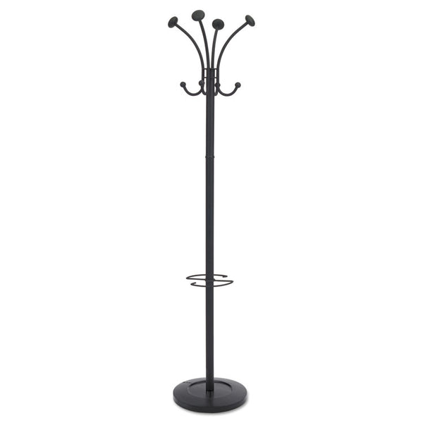 Alba™ Viena Coat Stand, Eight Knobs, Steel, 16w x 16d x 70.5h, Black (ABAPMVIENAN)