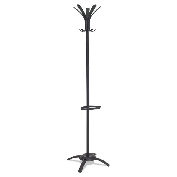 Alba™ CLEO Coat Stand, Stand Alone Rack, Ten Knobs, Steel/Plastic, 19.75w x 19.75d x 68.9h, Black (ABAPMCLEON)