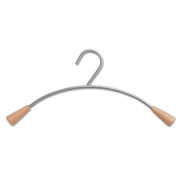 Alba™ Metal and Wood Coat Hangers, 16.8", Metallic Gray/Mahogany, 6/Set (ABAPMCIN6) Set of 6