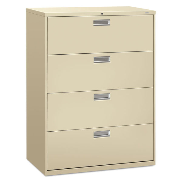 HON® Brigade 600 Series Lateral File, 4 Legal/Letter-Size File Drawers, Putty, 42" x 18" x 52.5" (HON694LL)