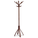 Alba™ Cafe Wood Coat Stand, Ten Peg/Five Hook, 21.67w x 21.67d x 69.33h, Espresso Brown (ABAPMCAFE) Each