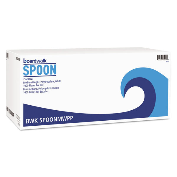 Boardwalk® Mediumweight Polypropylene Cutlery, Teaspoon, White, 1000/Carton (BWKSPOONMWPP)