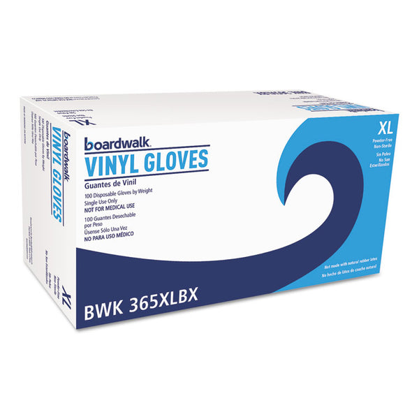 Boardwalk® General Purpose Vinyl Gloves, Powder/Latex-Free, 2.6 mil, X-Large, Clear, 100/Box, 10 Boxes/Carton (BWK365XLCT)