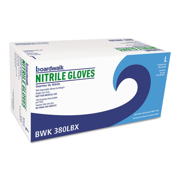 Boardwalk® Disposable General-Purpose Nitrile Gloves, Large, Blue, 4 mil, 1,000/Carton (BWK380LCTA)