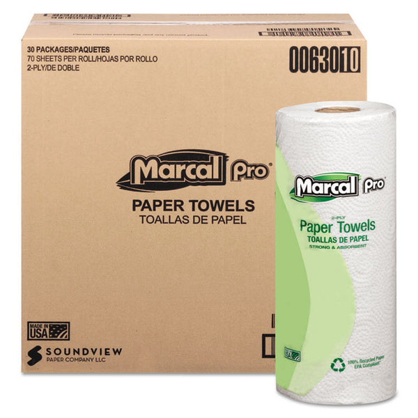 Marcal PRO™ 100% Premium Recycled Kitchen Roll Towels, 2-Ply, 11 x 9, White, 70/Roll, 30 Rolls/Carton (MRC630)