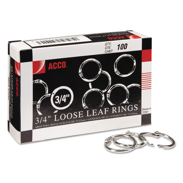 ACCO Metal Book Rings, 0.75" Diameter, 100/Box (ACC72201)