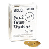 ACCO #2 Washers for Two-Prong Fasteners, 1.25" Diameter, Brass, 100/Box (ACC71511)