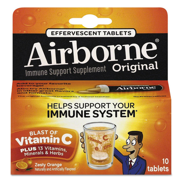 Airborne® Immune Support Effervescent Tablet, Zesty Orange, 10/Box (ABN30004)