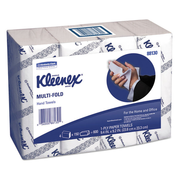 Kleenex® Multi-Fold Paper Towels, 4-Pack Bundles, 1-Ply, 9.2 x 9.4, White, 150/Pack, 16 Packs/Carton (KCC88130)