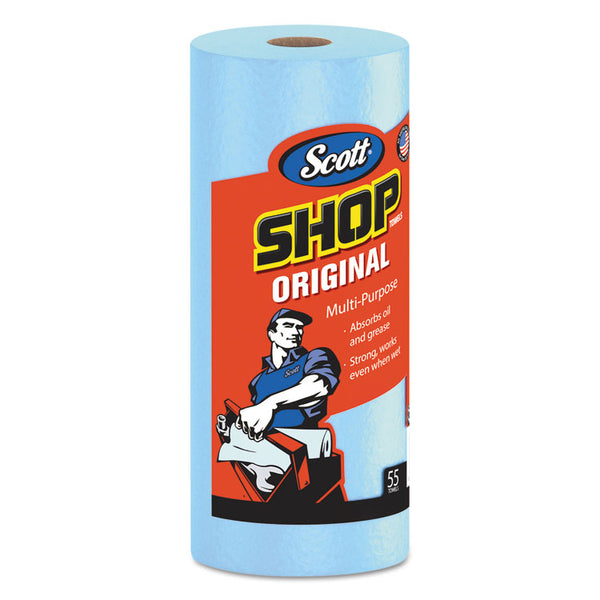 Scott® Shop Towels, Standard Roll, 1-Ply, 9.4 x 11, Blue, 55/Roll, 30 Rolls/Carton (KCC75130)