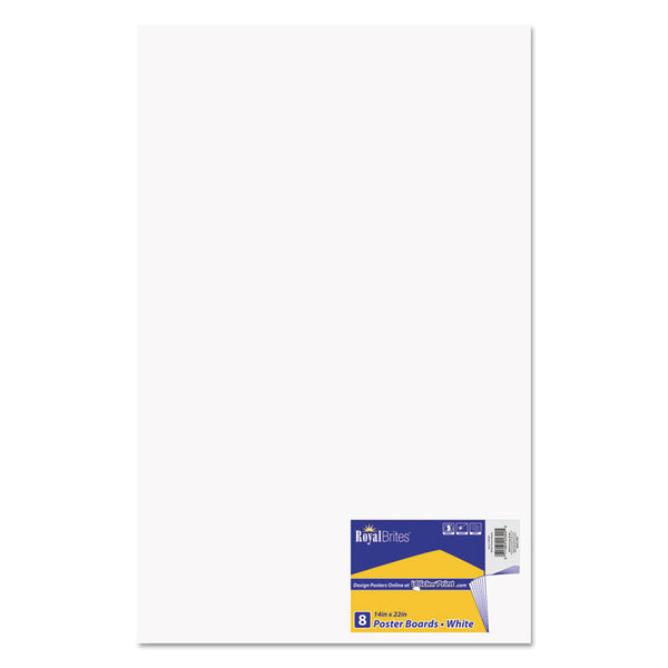 Royal Brites Premium Coated Poster Board, 14 x 22, White, 8/Pack (GEO24324)