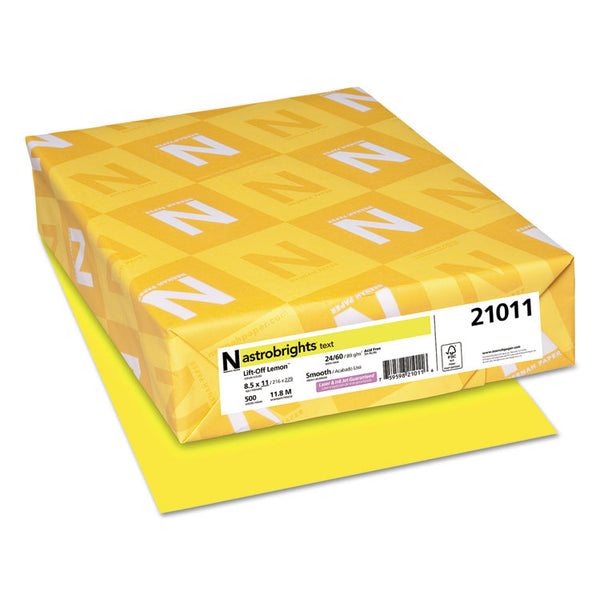Astrobrights® Color Paper, 24 lb Bond Weight, 8.5 x 11, Lift-Off Lemon, 500/Ream (WAU21011)