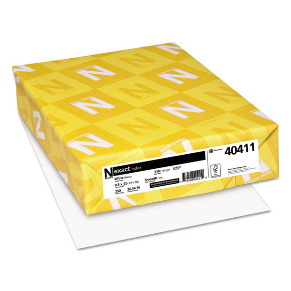 Exact Index Card Stock, 94 Bright, 110 lb Index Weight, 8.5 x 11, White, 250/Pack (WAU40411)