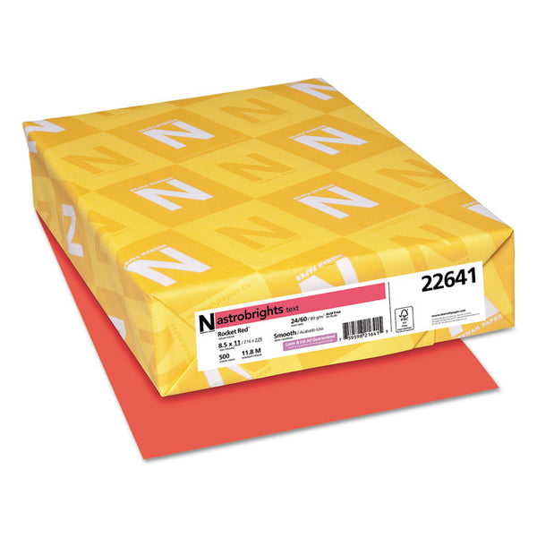 Astrobrights® Color Paper, 24 lb Bond Weight, 8.5 x 11, Rocket Red, 500/Ream (WAU22641)