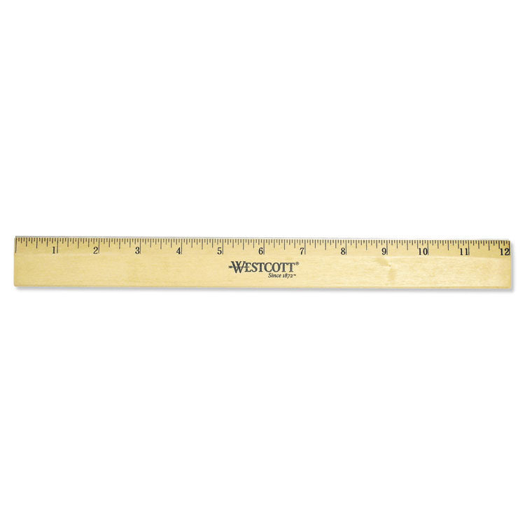 Westcott® Wood Ruler with Single Metal Edge, Standard, 12" Long (ACM05011) Each