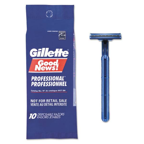 Gillette® GoodNews Regular Disposable Razor, 2 Blades, Navy Blue, 10/Pack, 10 Pack/Carton (PGC11004CT)
