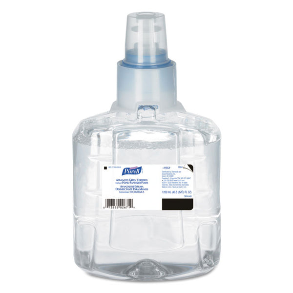 PURELL® Advanced Hand Sanitizer Green Certified Foam Refill, For LTX-12 Dispensers, 1,200 mL, Fragrance-Free, 2/Carton (GOJ190402CT)