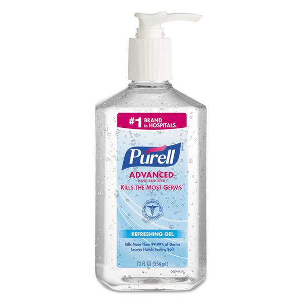 PURELL® Advanced Refreshing Gel Hand Sanitizer, 12 oz Pump Bottle, Clean Scent (GOJ365912CT)