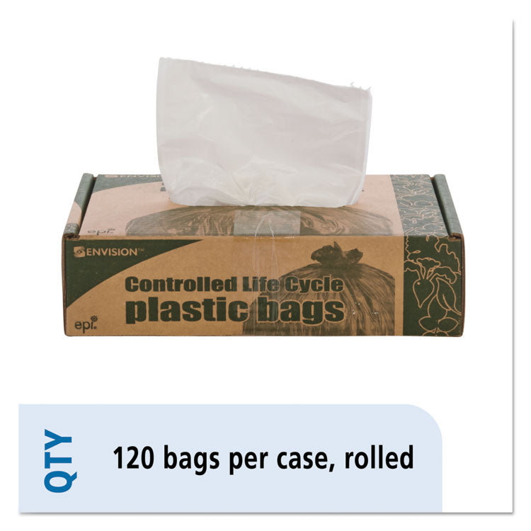 Controlled Life-Cycle Plastic Trash Bags, 13 gal, 0.7 mil, 24" x 30", White, 120/Box (STOG2430W70)