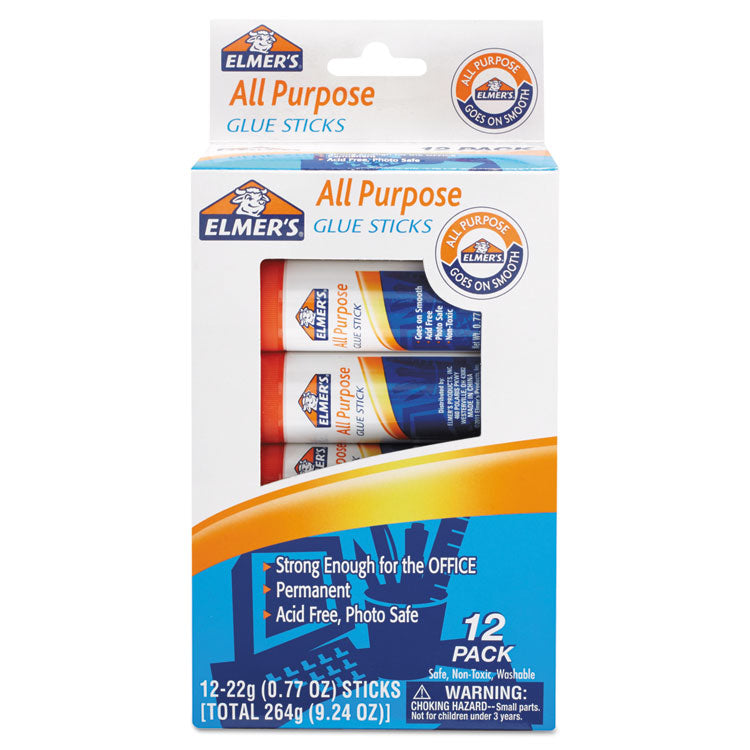 Disappearing Glue Stick, 0.77 oz, Applies White, Dries Clear, 12/Pack (EPIE517)