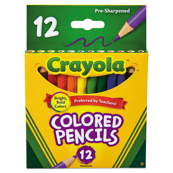 Crayola® Short-Length Colored Pencil Set, 3.3 mm, 2B, Assorted Lead and Barrel Colors, Dozen (CYO684112) Pack of 12