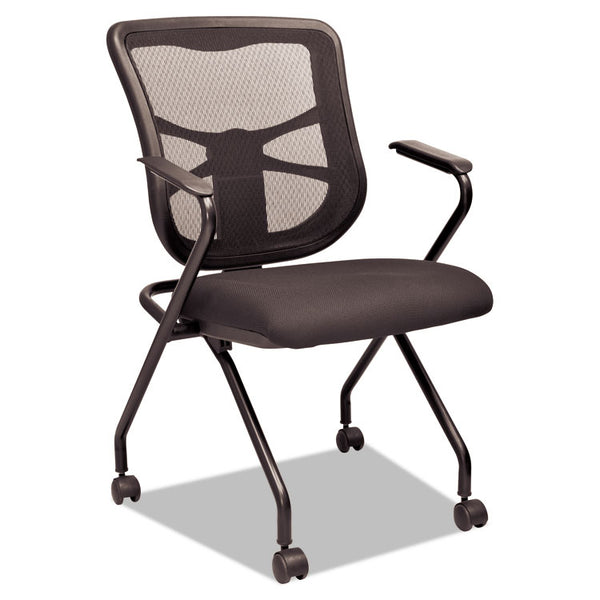 Alera® Alera Elusion Mesh Nesting Chairs with Padded Arms, Supports Up to 275 lb, 18.11" Seat Height, Black, 2/Carton (ALEEL4914)