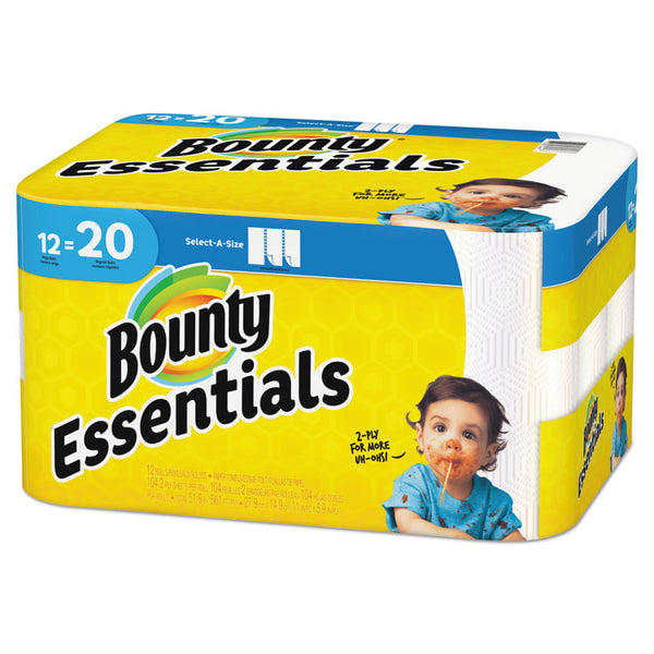 Bounty® Essentials Select-A-Size Kitchen Roll Paper Towels, 2-Ply, 104 Sheets/Roll, 12 Rolls/Carton (PGC74647)