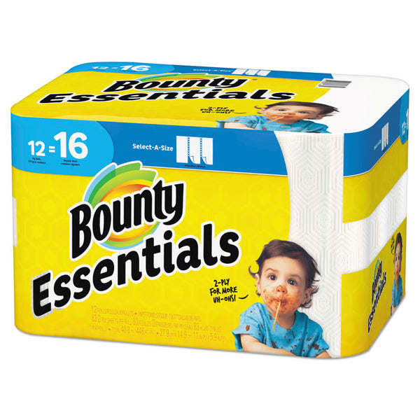 Bounty® Essentials Select-A-Size Kitchen Roll Paper Towels, 2-Ply, 83 Sheets/Roll, 12 Rolls/Carton (PGC74682)