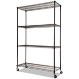 Alera® NSF Certified 4-Shelf Wire Shelving Kit with Casters, 48w x 18d x 72h, Black (ALESW604818BL) Each