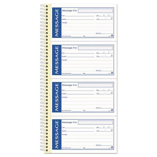 Adams® Write 'n Stick Phone Message Book, Two-Part Carbonless, 4.75 x 2.75, 4 Forms/Sheet, 200 Forms Total (ABFSC1153WS)