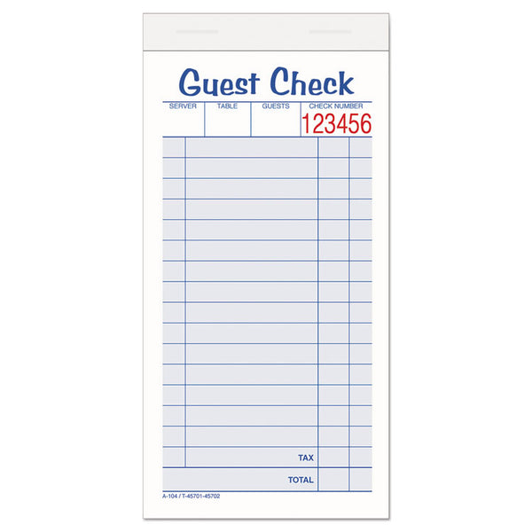Adams® Guest Check Pad, Two-Part Carbonless, 6.38 x 3.38, 50 Forms Total (ABF10450SW)