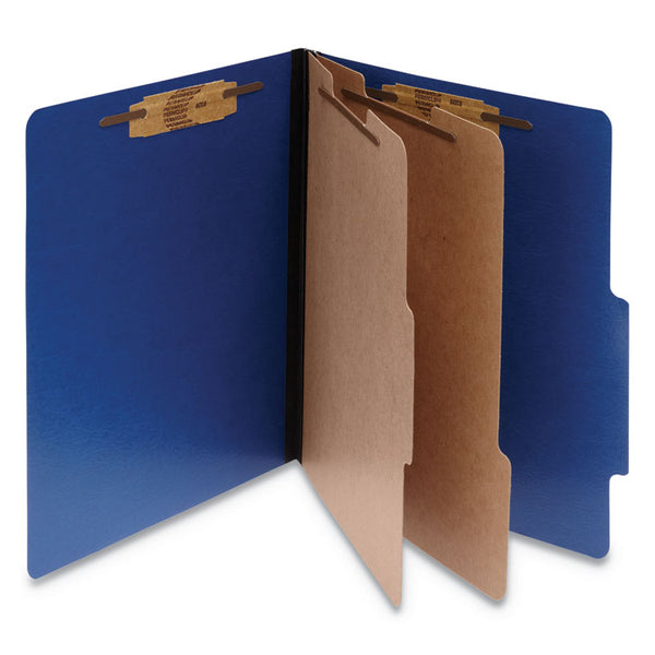 ACCO ColorLife PRESSTEX Classification Folders, 3" Expansion, 2 Dividers, 6 Fasteners, Letter Size, Dark Blue Exterior, 10/Box (ACC15663)
