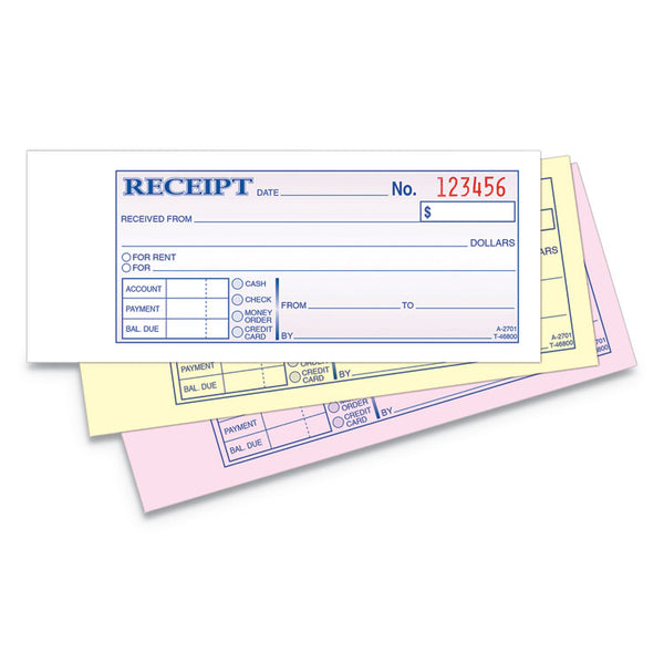Adams® Receipt Book, Three-Part Carbonless, 2.75 x 7.19, 50 Forms Total (ABFTC2701)