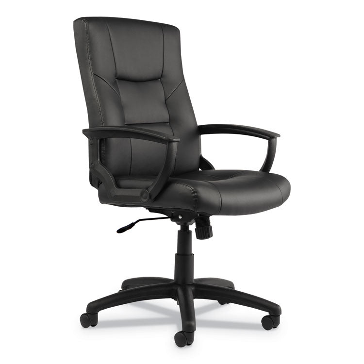 Alera® Alera YR Series Executive High-Back Swivel/Tilt Bonded Leather Chair, Supports 275 lb, 17.71" to 21.65" Seat Height, Black (ALEYR4119)