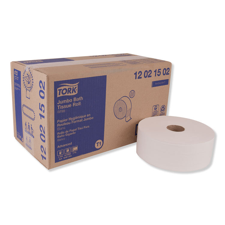 Tork® Advanced Jumbo Bath Tissue, Septic Safe, 2-Ply, White, 3.48" x 1,600 ft, 6 Rolls/Carton (TRK12021502) Case of 6