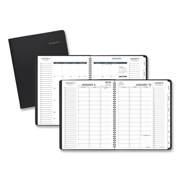 AT-A-GLANCE® Triple View Weekly Vertical-Column Format Appointment Book, 11 x 8.25, Black Cover, 12-Month (Jan to Dec): 2024 (AAG70950V05)