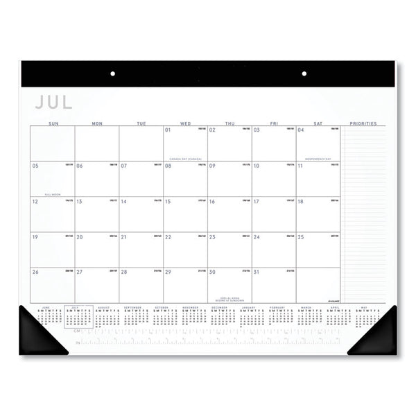 AT-A-GLANCE® Academic Monthly Desk Pad, 21.75 x 17, White/Black Sheets, Black Binding/Corners, 12-Month (July to June): 2022 to 2023 (AAGAY24X00)