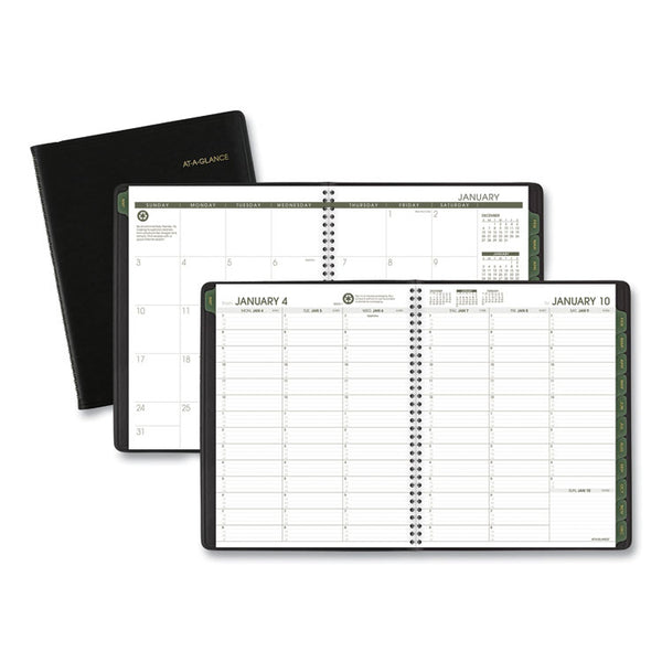 AT-A-GLANCE® Recycled Weekly Vertical-Column Format Appointment Book, 11 x 8.25, Black Cover, 12-Month (Jan to Dec): 2024 (AAG70950G05)