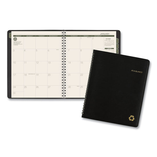 AT-A-GLANCE® Recycled Monthly Planner with Perforated Memo Section, 8.75 x 7, Black Cover, 12-Month (Jan to Dec): 2024 (AAG70120G05)