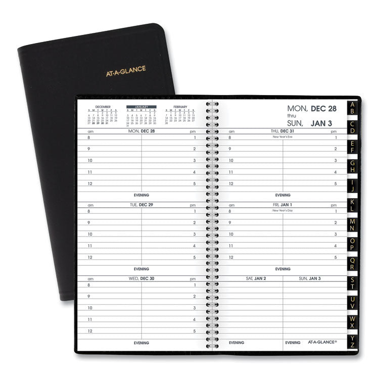 AT-A-GLANCE® Compact Weekly Appointment Book, 6.25 x 3.25, Black Cover, 12-Month (Jan to Dec): 2025 (AAG7000805)