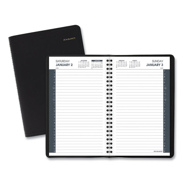 AT-A-GLANCE® Daily Appointment Book with 30-Minute Appointments, 8 x 5, Black Cover, 12-Month (Jan to Dec): 2024 (AAG7020705)