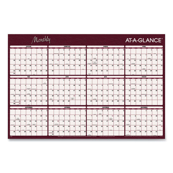 AT-A-GLANCE® Reversible Horizontal Erasable Wall Planner, 48 x 32, Assorted Sheet Colors, 12-Month (Jan to Dec): 2024 (AAGA152)
