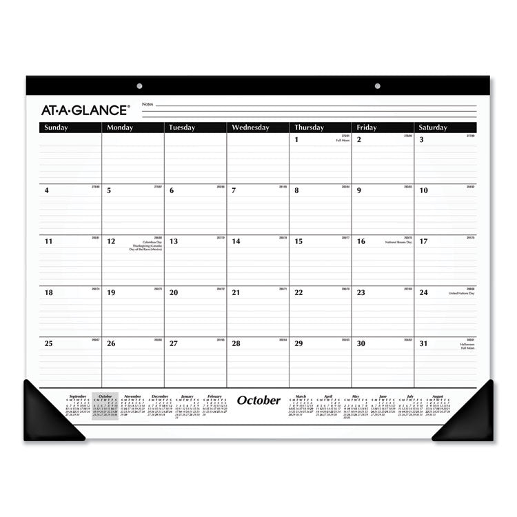 AT-A-GLANCE® Academic Year Ruled Desk Pad, 21.75 x 17, White Sheets, Black Binding, Black Corners, 16-Month (Sept to Dec): 2024 to 2025 (AAGSK241600)